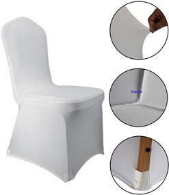 img 2 attached to WELMATCH White Spandex Chair Covers - Set of 12, for Wedding Party Dining, Elastic Scuba Chair Covers (White)