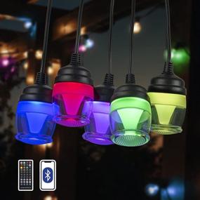 img 4 attached to 🌈 43ft LED Outdoor String Lights RGB Color Changing - IP65 Waterproof, Bluetooth App Control and Remote for Parties, Cafe, Patio & Garden