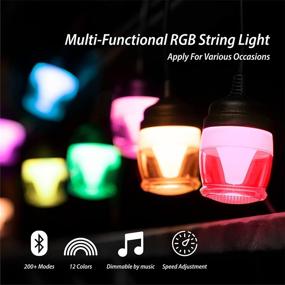 img 3 attached to 🌈 43ft LED Outdoor String Lights RGB Color Changing - IP65 Waterproof, Bluetooth App Control and Remote for Parties, Cafe, Patio & Garden