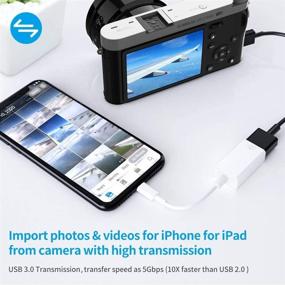 img 2 attached to 📷 Адаптер USB-камеры для iPhone и iPad - совместимость с iOS 9.2 до 13, подключение и использование, OTG-кабель для карт-ридера, USB-флеш-накопителя, клавиатуры, мыши - белый.
