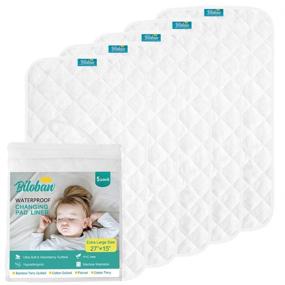 img 4 attached to 🔝 Premium Changing Pad Liners - 5 Pack (Improved Style), Bamboo Terry Surface, Waterproof & Absorbent Diaper Changing Pad Liners