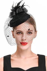 img 3 attached to 🎩 Vintage Church Black Fascinator: Stylish Women's Pillbox Hat Accessory