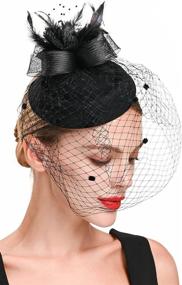 img 4 attached to 🎩 Vintage Church Black Fascinator: Stylish Women's Pillbox Hat Accessory