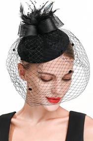 img 2 attached to 🎩 Vintage Church Black Fascinator: Stylish Women's Pillbox Hat Accessory