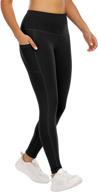 chrleisure women's high waisted yoga pants with pockets - tummy control workout running leggings logo