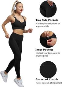 img 3 attached to CHRLEISURE Women's High Waisted Yoga Pants with Pockets - Tummy Control Workout Running Leggings