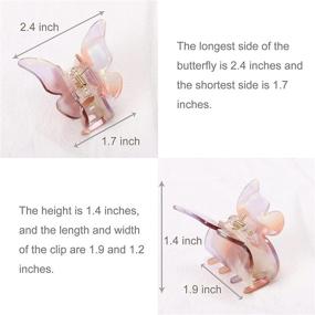 img 1 attached to 🦋 NAISIER Hair Claw Butterfly Tortoise Shell Clips 2.3 inch - Pack of 6 Mixed Color Jaw Clips for Women & Girls