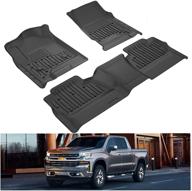 🚗 коврики kiwi master для всех погод, черные для chevy silverado/gmc sierra 1500 crew cab (2014-2018) и silverado/sierra 2500/3500 hd crew cab (2015-2019) передний ряд и второй ряд логотип