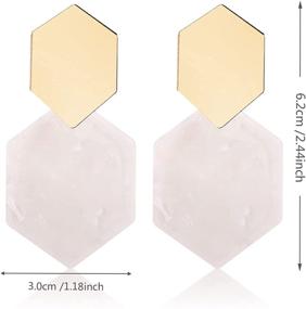 img 3 attached to 🌈 WUWEIJIAJIA Handcrafted Acrylic Resin Statement Earrings: Mottled Design, Geometric Polygon Dangle Drops. Bohemian Fashion Jewelry for Women and Girls