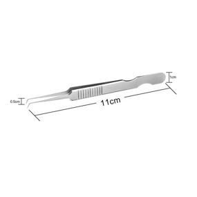 img 3 attached to 🔪 Precision Stainless Steel Eyelash Extension Tweezers - Make Fans 3D 6D Volume Lashes, Short Mini L Tips, Isolation Lashing 45 Degree Tweezer Tools for Professional Eye Lash Extension Supplies