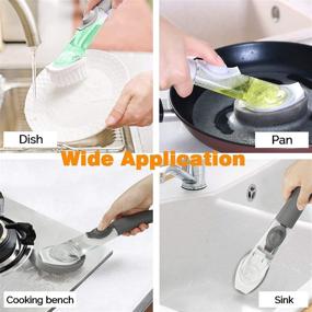 img 2 attached to 🧽 Loteaf Non-Scratch Dish Wand Refills Sponge - 1 Dish Wand and 7 Replacement Heads: Upgraded Heavy-Duty Dishwashing Wand Sponge for Effective Kitchen Sink Cleaning Brush