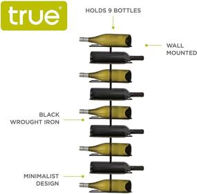 img 3 attached to 🍷 Настенная полка True Align: стильное черное кованое железо для девяти бутылок вина