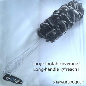 img 1 attached to 🛀 Shower Bouquet Loofah-Charcoal Back-Scrubber and Bath-Sponges Set - Includes 1 Long Handle Back-Brush and 2 Extra Large 75g Soft Mesh Poufs - Ideal for Men and Women - Exfoliate and Cleanse with Full Pure Bathing Accessories