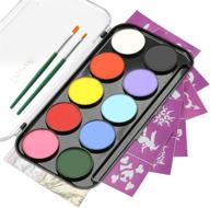 🎨 ultimate 10-color face paint palette & body art painting kit: includes 36 stencils for non-toxic water-based halloween makeup! logo