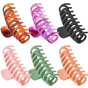 img 4 attached to 🦋 Big Claw Hair Clips: 6pcs Gift for Women & Girls | French Design Butterfly Clips for Thick, Thin, Curly, or Straight Hair (6 Colors)