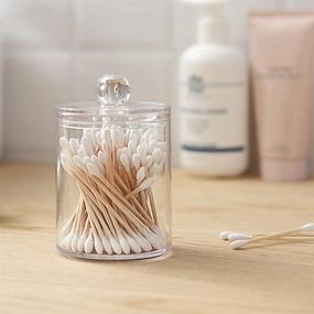 img 2 attached to 🧼 AXX Qtip Dispenser Apothecary Jars - Clear Plastic Bathroom Storage Canister for Cotton Swabs, Balls, and Rounds