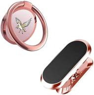 rose gold 2 in 1 set: phone ring holder with finger kickstand and magnetic car mount for smartphones and tablets logo