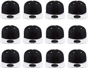 img 4 attached to Gelante Plain Blank Adjustable Snapback Baseball Caps Wholesale - 12 Pack Flat Brim