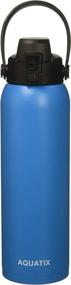 img 1 attached to 💧 New Aquatix (Blue, 32 oz) Stainless Steel Double Wall Vacuum Insulated Sports Water Bottle with Flip Top Cap and Removable Strap Handle - 24 hr Cold/6 hr Hot