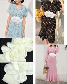 img 1 attached to Fashion Double Flowers Adjustable Elastic Women's Accessories in Belts