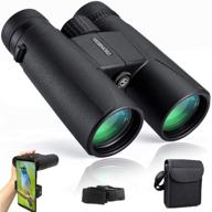 🦜 professional bird watching binoculars - 12x42 with clear weak light night vision, easy focus and compact design for adults, ideal for birding, hunting, and travel - includes phone adapter and bag logo