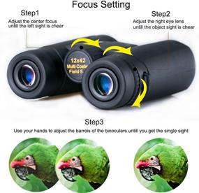 img 2 attached to 🦜 Professional Bird Watching Binoculars - 12x42 with Clear Weak Light Night Vision, Easy Focus and Compact Design for Adults, Ideal for Birding, Hunting, and Travel - Includes Phone Adapter and Bag