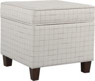 🏠 homepop natural windowpane square storage ottoman: lift off lid and convenient storage solution logo