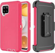 szfirstey case with belt-clip holster for galaxy a42 5g drop full body rugged shock dust proof military protective tough durable phone cover heavy duty for samsung a42 5g(hot pink/white) logo