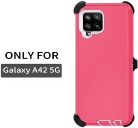 img 3 attached to Szfirstey Case With Belt-Clip Holster For Galaxy A42 5G Drop Full Body Rugged Shock Dust Proof Military Protective Tough Durable Phone Cover Heavy Duty For Samsung A42 5G(Hot Pink/White)