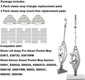 img 3 attached to 🧼 Set of 3 Touch-Free Steam Mop Pads + 3 Triangle Dirt Grip Washable Pads - Compatible with Shark Lift-Away Pro & Genius Steam Pocket Mop System S3973 S3973D S5002 S5003 S6001 S6002 S6003 - Part P184WQ & P182W