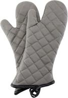 🔥 extra long professional heat resistant kitchen oven gloves - oven mitts, 1 pair of quilted terry cloth lining, 16 inch logo