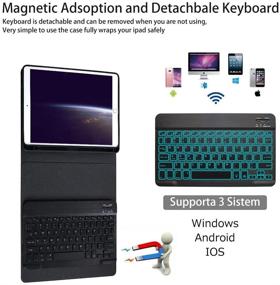 img 1 attached to 🔌 2021 9th Gen iPad Keyboard Case - 7 Color Backlit Detachable Wireless Bluetooth Keyboard, Compatible with iPad 9th Gen 2021, 8th Gen 2020 and 7th Gen 2019 - with Pencil Holder - 10.2 inch