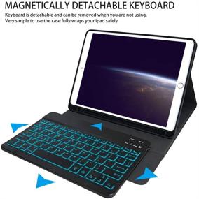 img 2 attached to 🔌 2021 9th Gen iPad Keyboard Case - 7 Color Backlit Detachable Wireless Bluetooth Keyboard, Compatible with iPad 9th Gen 2021, 8th Gen 2020 and 7th Gen 2019 - with Pencil Holder - 10.2 inch