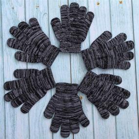 img 1 attached to Cooraby Knitted Stretchy Fingers Assorted Boys' Accessories at Cold Weather