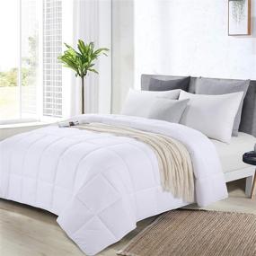 img 4 attached to HOMBYS Oversized King Comforter 120x120 - Lightweight All-Season Down Alternative Comforter, White Quilted Duvet Insert with 8 Corner Tabs, Microfiber Comforter (White, Oversized King 120x120)