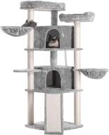 🐱 premium multi-level cat tree condo furniture – xl size with sisal-covered scratching posts, 2 spacious plush condos, 2 cozy perch hammocks, smoky gray color – model mpj031g logo