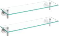 🛁 kes bathroom glass shelf rectangular 20-inch - rustproof stainless steel brackets - wall mounted brushed finish - pack of 2 floating glass shelves - a2021-2-p2 logo