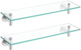 img 4 attached to 🛁 KES Bathroom Glass Shelf Rectangular 20-Inch - Rustproof Stainless Steel Brackets - Wall Mounted Brushed Finish - Pack of 2 Floating Glass Shelves - A2021-2-P2