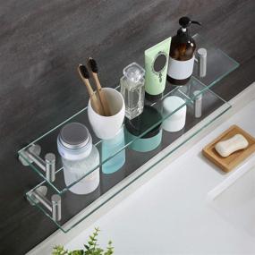 img 1 attached to 🛁 KES Bathroom Glass Shelf Rectangular 20-Inch - Rustproof Stainless Steel Brackets - Wall Mounted Brushed Finish - Pack of 2 Floating Glass Shelves - A2021-2-P2