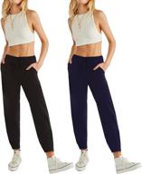 👖 yolix 2 pack black sweatpants for women: comfy joggers with pockets for yoga, lounge, and workouts логотип