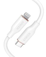 anker powerline iii flow usb c to lightning cable for iphone 13 pro - mfi certified, 3ft, cloud white, power delivery supported (charger not included) logo