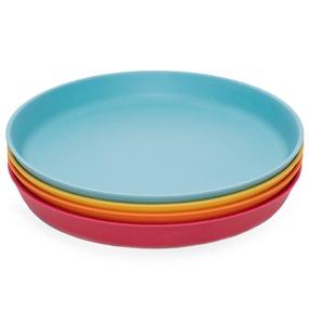 img 4 attached to WeeSprout Bamboo Toddler Plates Dinnerware: Eco-friendly, Safe, and Stylish!