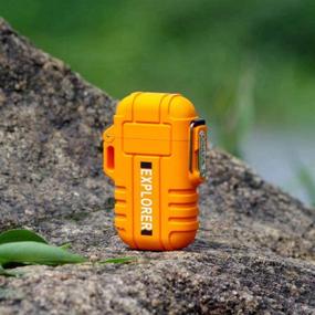 img 3 attached to 🔥 Waterproof Windproof Dual Arc Plasma Electric Rechargeable Flameless Lighter for Camping, Hiking, Skiing, Outdoor Adventure (Orange)
