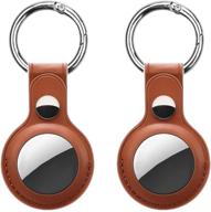 winsinn airtag finder case, protective imitation leather cover with keychain, anti-scratch skin compatible with airtags 2021 (brown, dual hole, 2 pack) logo