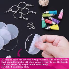 img 2 attached to Crafting Vinyl Projects DIY Supplies Kit - Audab 150pcs Clear Acrylic Keychain Blanks with Keychain Tassels, Clips, Rings, and Jump Rings