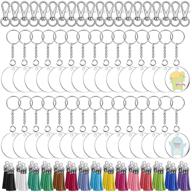 crafting vinyl projects diy supplies kit - audab 150pcs clear acrylic keychain blanks with keychain tassels, clips, rings, and jump rings logo