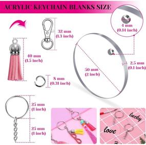 img 1 attached to Crafting Vinyl Projects DIY Supplies Kit - Audab 150pcs Clear Acrylic Keychain Blanks with Keychain Tassels, Clips, Rings, and Jump Rings