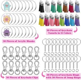 img 3 attached to Crafting Vinyl Projects DIY Supplies Kit - Audab 150pcs Clear Acrylic Keychain Blanks with Keychain Tassels, Clips, Rings, and Jump Rings