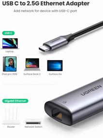img 2 attached to 🔌 UGREEN USB C to 2.5G Ethernet Adapter: Type C to 2.5 Gigabit Network Thunderbolt 3 Converter for MacBook Pro, MacBook Air, iPad Pro, Surface Pro 7, Dell XP15 13 Windows - High-Speed LAN Connectivity