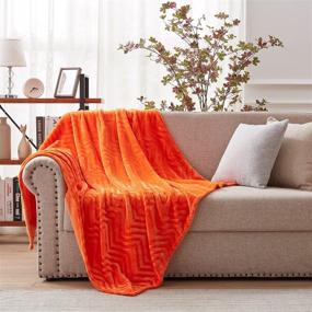 img 2 attached to Luxurious Softhug Throw Blanket: Super Soft Fleece Microfiber for Cozy Comfort 🔥 - Ideal for Couch, Bed, Car, Living Room - Vibrant Orange, 50'' x 60''